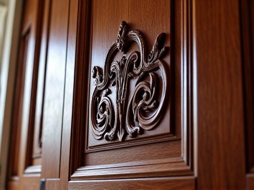Panneaux de boiserie sculptés dans un salon parisien.